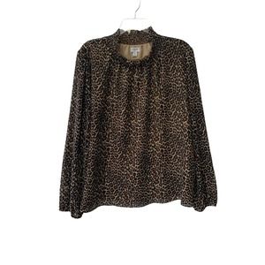 J Crew Women's Plus Size Long Sleeve Animal Print Sheer Lined Blouse Size 2X EUC